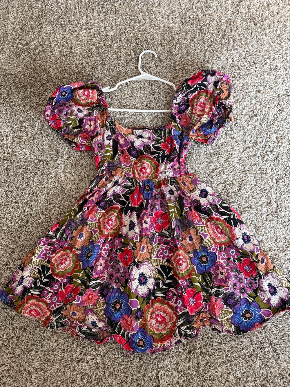 women’s Floral Puff-Sleeve Dress - Multicolor